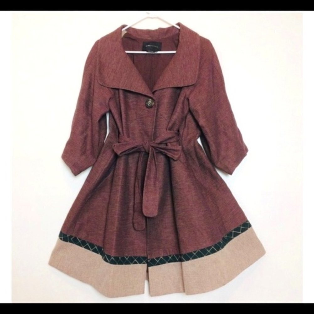 Bcbg Maxazria Annabelle Cotton Linen Belted Trench Coat Xs